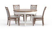 Americana Modern Dining - Round Extendable Dining Table And 4 Upholstered Chairs - Cotton - R&R Furniture Gallery (Fountain Valley, CA)