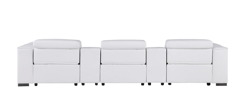 1208 - Leather Sofa With 3 Power Recliners And Two Storage Consoles