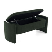 Elegant Long Shaped Storage Ottoman Bench, Boucle Material, Simple And Grand Design - Dark Green - R&R Furniture Gallery (Fountain Valley, CA)