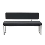 Knox Bench w/ Back & Stainless Steel Frame by Diamond Sofa - Black
