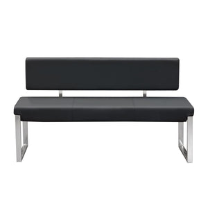 Knox Bench w/ Back & Stainless Steel Frame by Diamond Sofa - Black