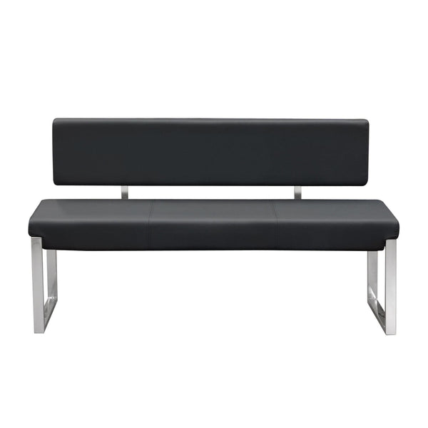 Knox Bench w/ Back & Stainless Steel Frame by Diamond Sofa - Black