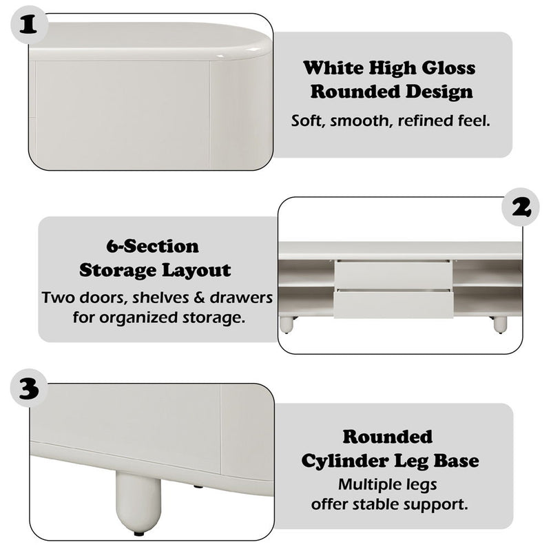 Keely - TV Stand - White High Gloss - R&R Furniture Gallery (Fountain Valley, CA)