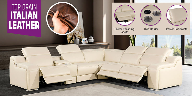 1116 - Power Reclining Italian Leather Sectional - R&R Furniture Gallery (Fountain Valley, CA)