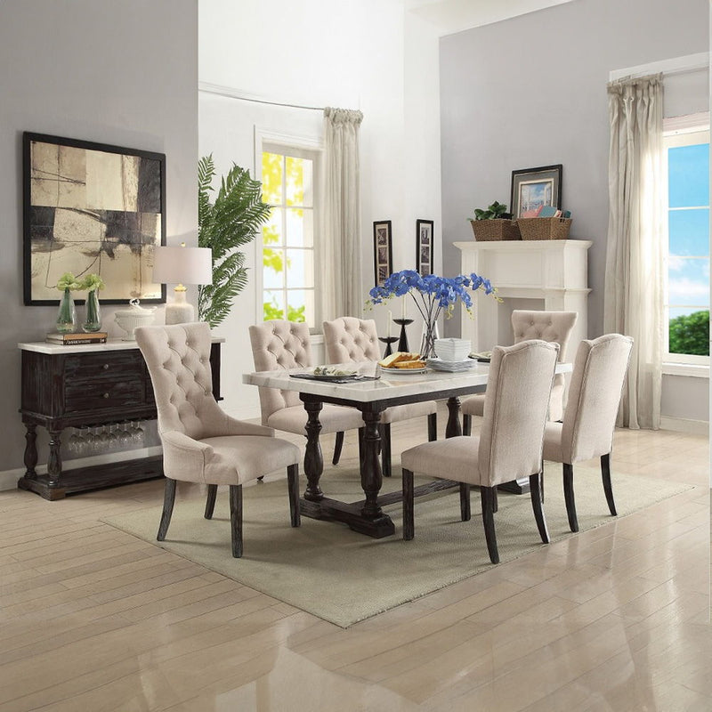 Gerardo - Server - White Marble Top & Weathered Espresso - R&R Furniture Gallery (Fountain Valley, CA)