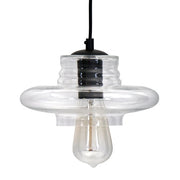Lumi Source Torus Saucer industrial pendant light with clear glass shade, showcasing modern pendant lighting design.
