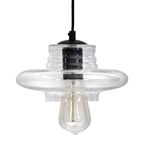 Lumi Source Torus Saucer industrial pendant light with clear glass shade, showcasing modern pendant lighting design.