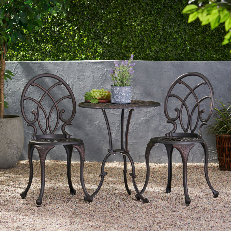 Charleston 3 Pieces Cast Bistro Set - Copper - R&R Furniture Gallery (Fountain Valley, CA)