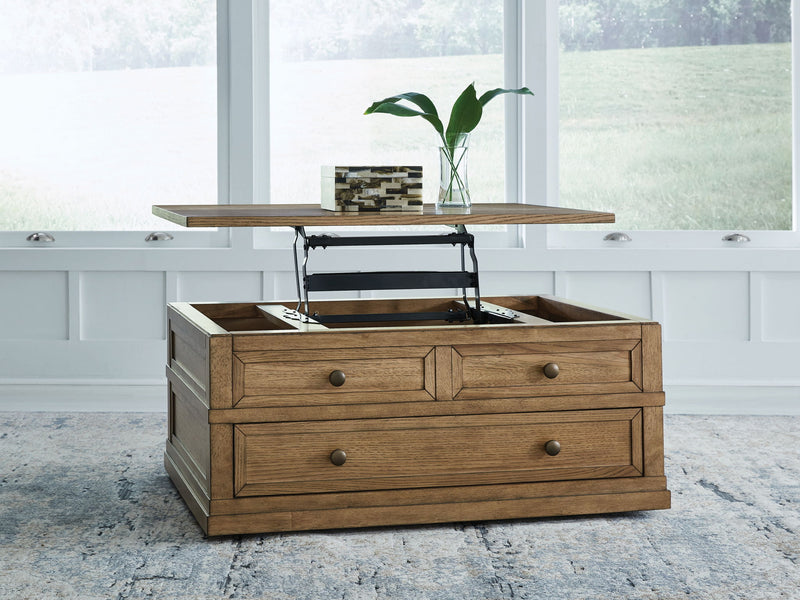 Sharlance - Lift Top Cocktail Table - Light Brown - R&R Furniture Gallery (Fountain Valley, CA)