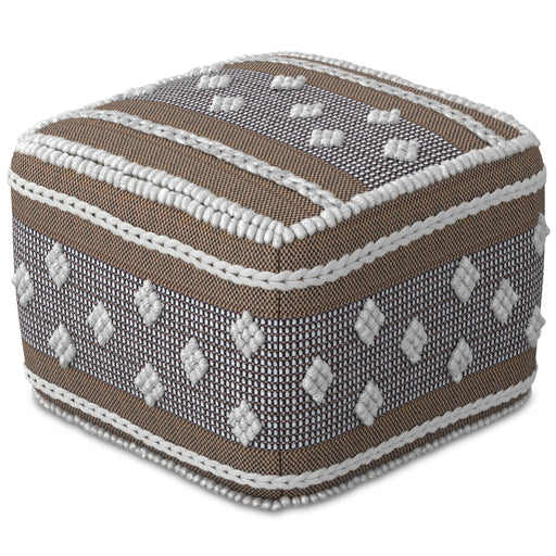 Mapleton - Outdoor / Indoor Pouf - Beige Gray / White - R&R Furniture Gallery (Fountain Valley, CA)