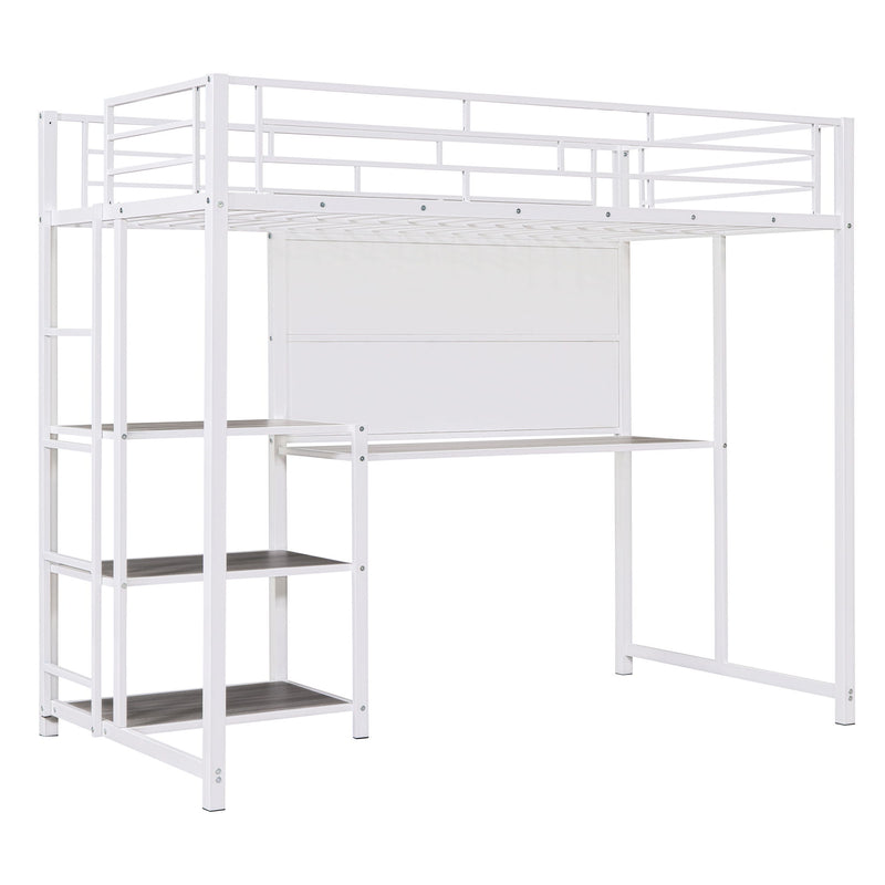 Metal Loft Bed With Desk, 3 Shelves And Ladder - R&R Furniture Gallery (Fountain Valley, CA)