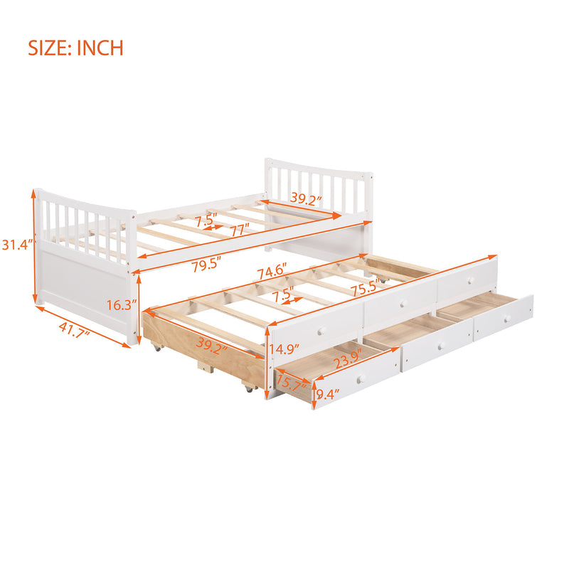 Twin Size Daybed With Trundle And Drawers - R&R Furniture Gallery (Fountain Valley, CA)