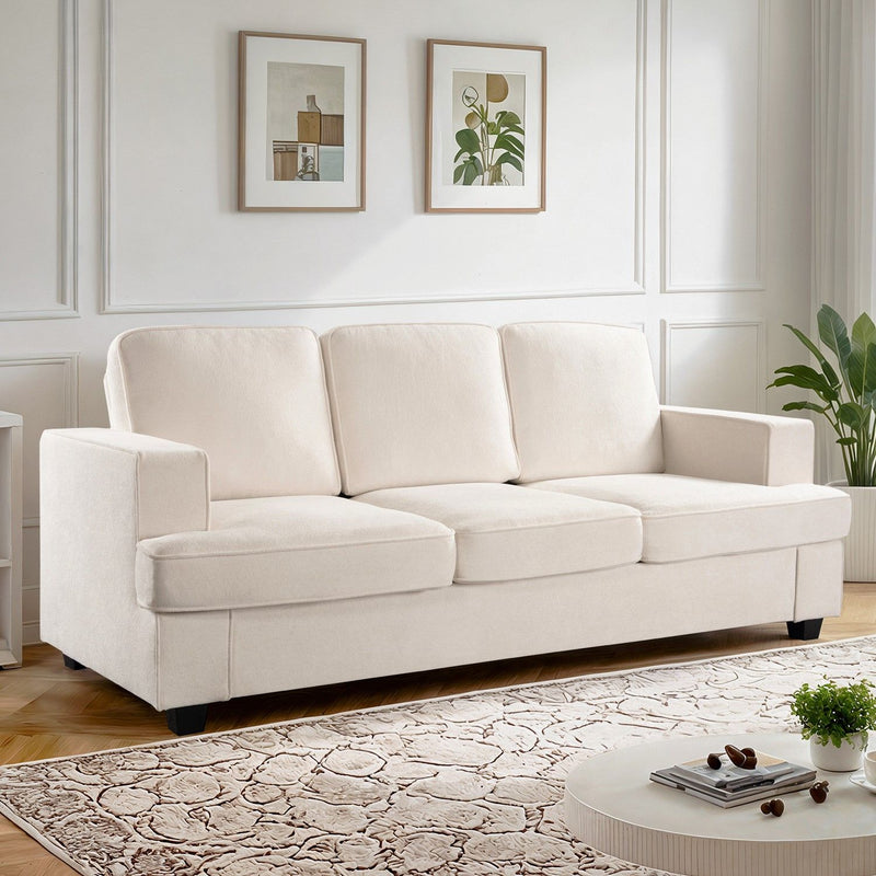 Modern Sofa, Comfortable 3 Seater Couch With Deep Seating, Loose Back Cushions, Wide Arms - R&R Furniture Gallery (Fountain Valley, CA)