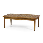 Noble House outdoor acacia wood loveseat and coffee table set, 2-piece outdoor furniture for garden or patio seating.