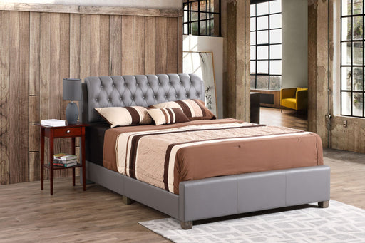 Glory Furniture tufted upholstered bed with padded headboard and soft fabric, modern bedroom furniture for a stylish sleep space.