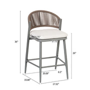 Outdoor 26" Counter Height Metal Frame Counter Stools With Scallop Shaped Backrest & Water Resistant Cushions - R&R Furniture Gallery (Fountain Valley, CA)
