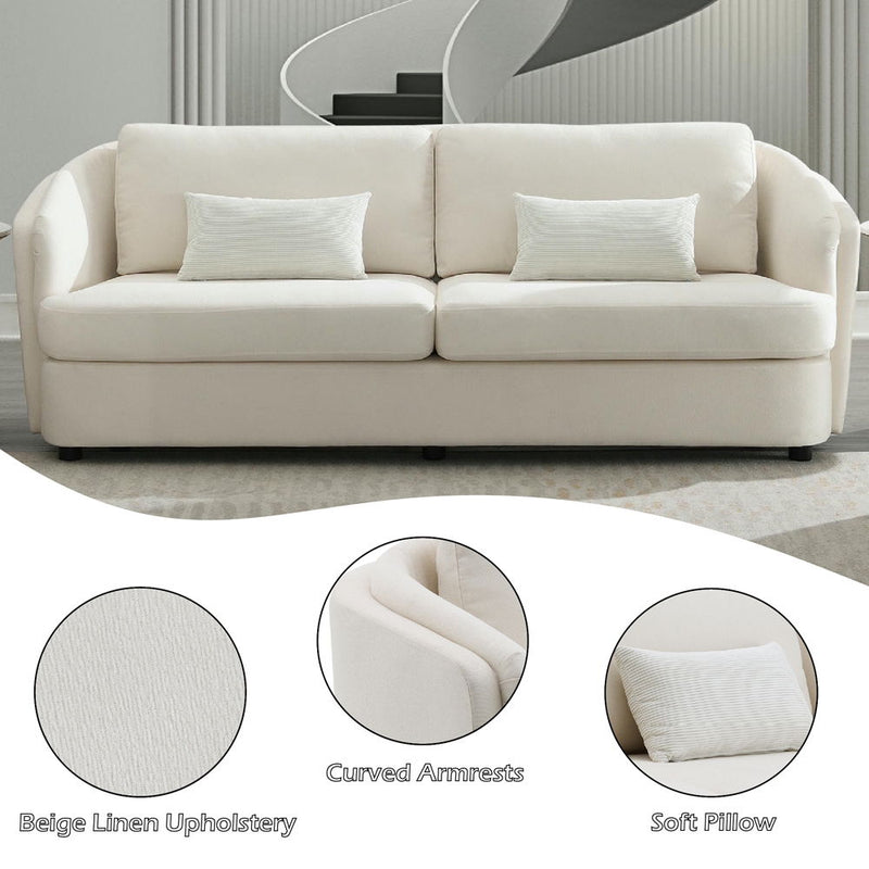 Mariko - Sofa With 2 Pillows - Beige Linen - R&R Furniture Gallery (Fountain Valley, CA)