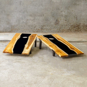 Clearwood Black - Cornhole Game (Set of 2) - Black / Woodtone