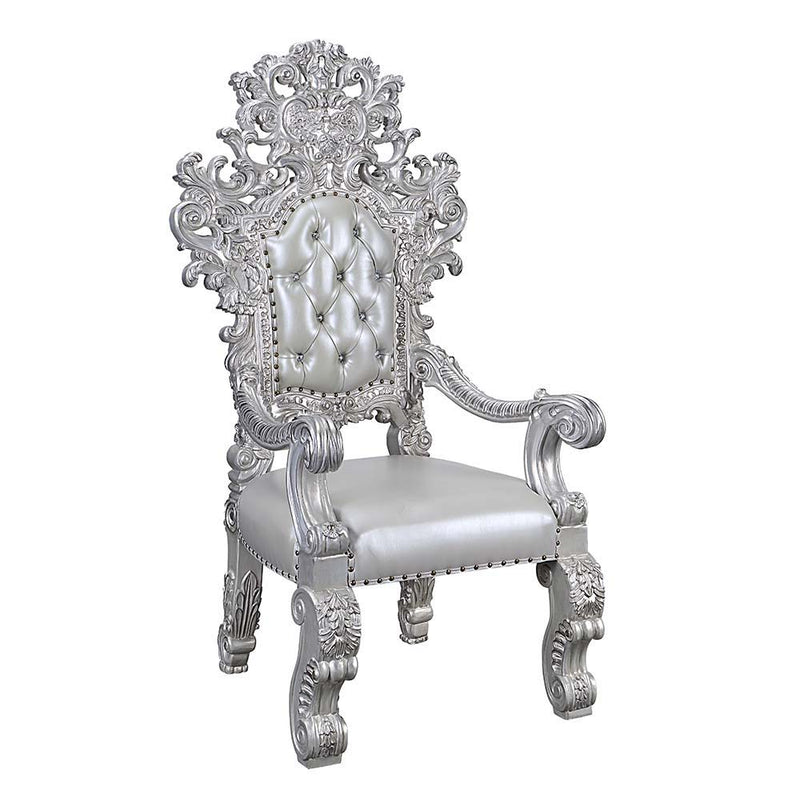 Valkyrie - Arm Chair (Set of 2) - Synthetic Leather & Antique Platinum - R&R Furniture Gallery (Fountain Valley, CA)