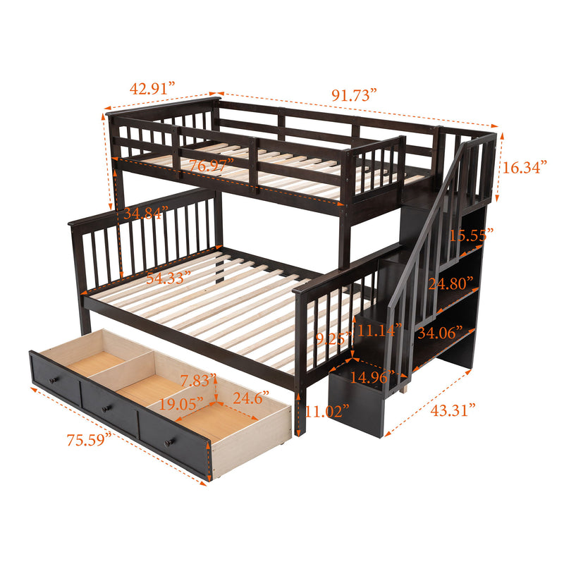 Stairway Bunk Bed With Storage And Guard Rail For Bedroom - R&R Furniture Gallery (Fountain Valley, CA)