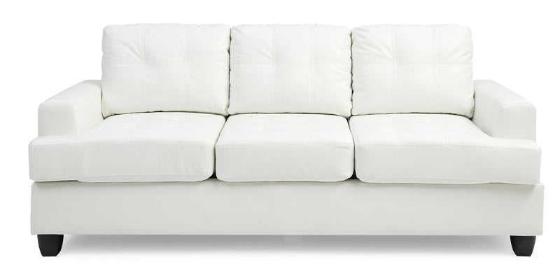 Glory Furniture Sandridge stationary sofa with plush cushions and fabric upholstery, displayed in a modern living room setting.