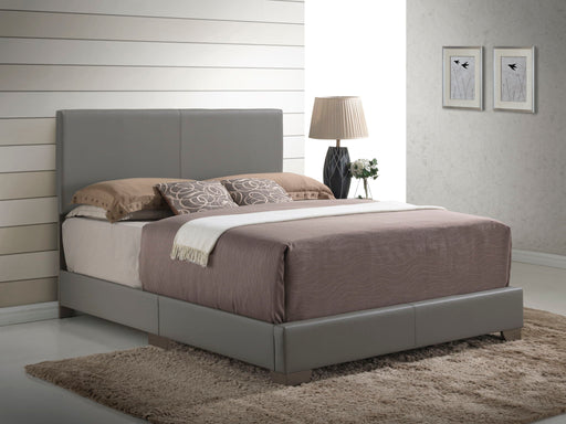 Upholstered platform bed by Glory Furniture with a plush headboard and sleek design for relaxed modern bedroom spaces.