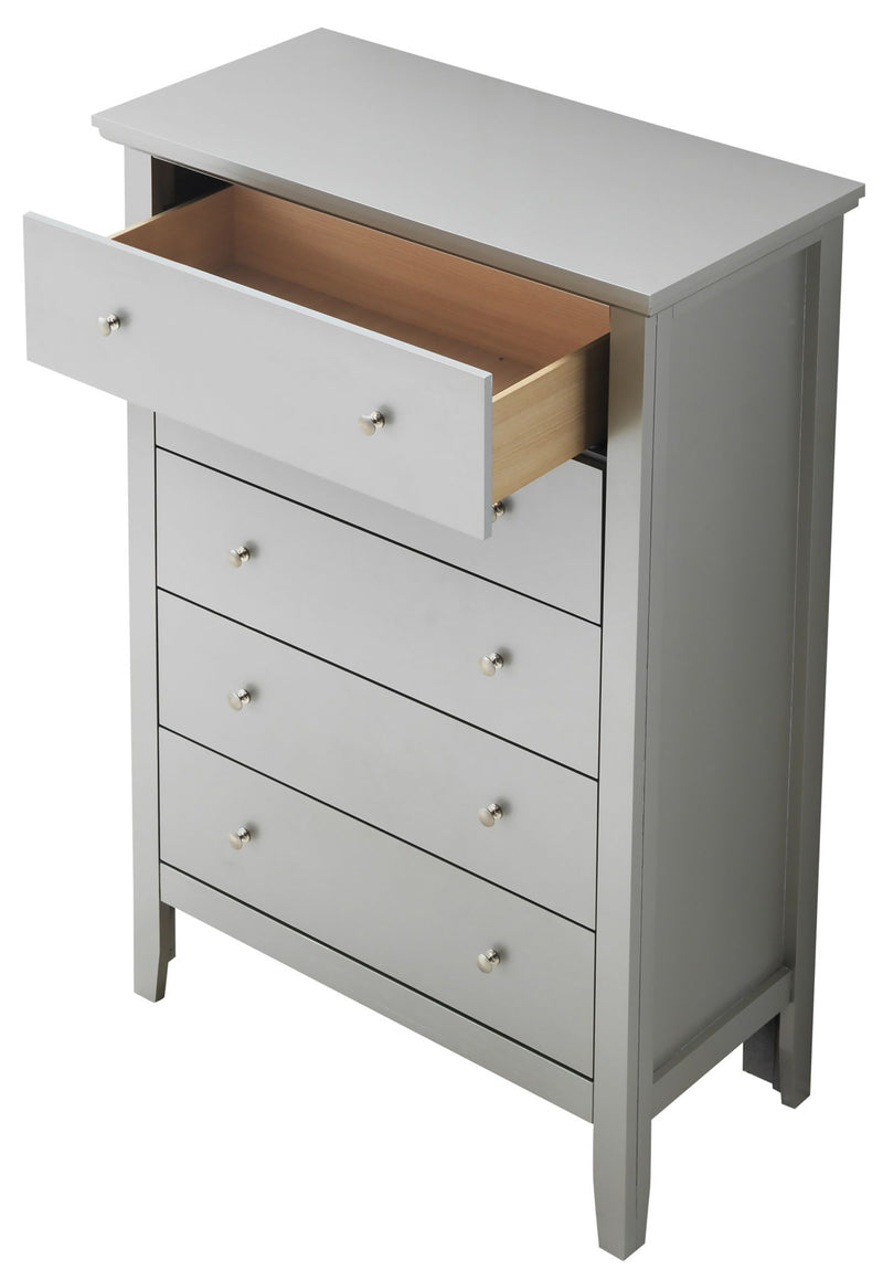 Glory Furniture Primo accent chest with wooden finish, featuring a sleek design and storage drawers for stylish home organization.
