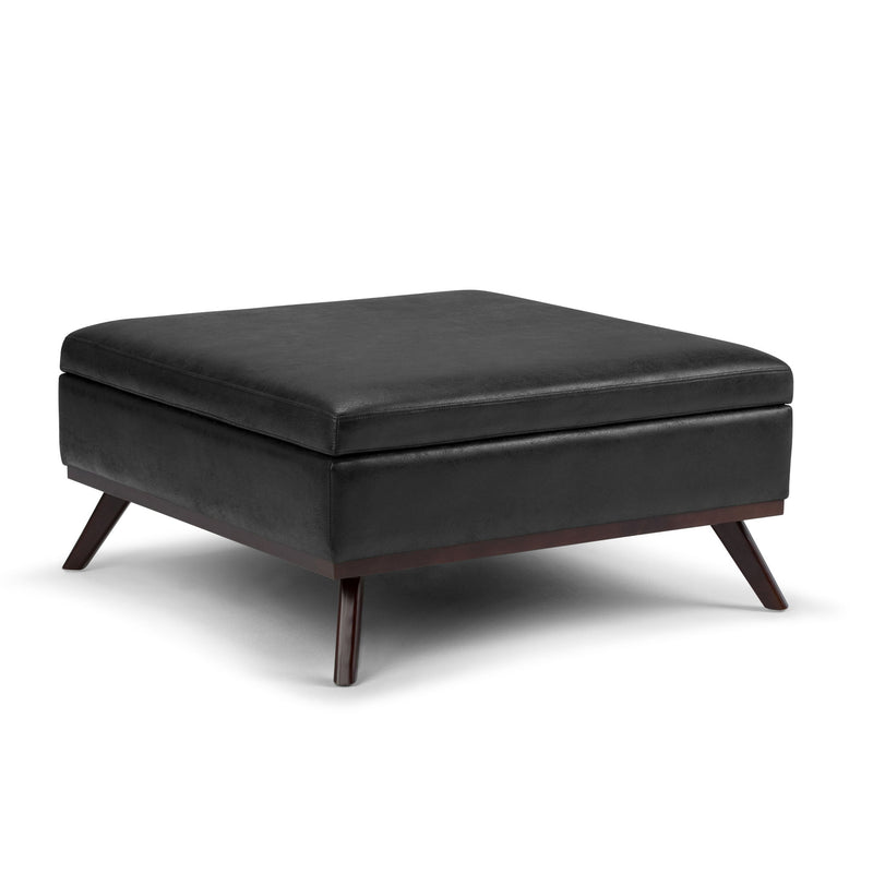 Owen - Square Coffee Table Storage Ottoman - Distressed Black - R&R Furniture Gallery (Fountain Valley, CA)