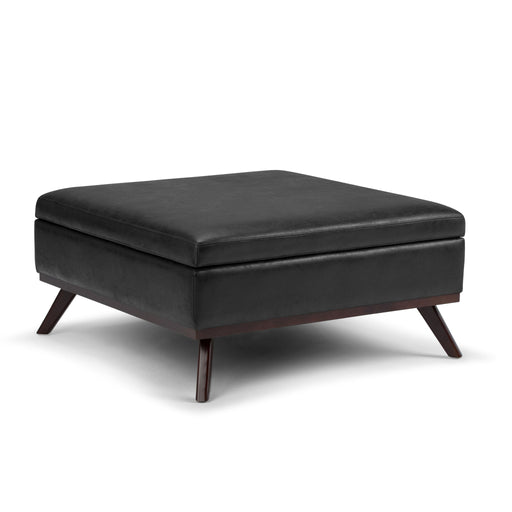 Owen - Square Coffee Table Storage Ottoman - Distressed Black - R&R Furniture Gallery (Fountain Valley, CA)