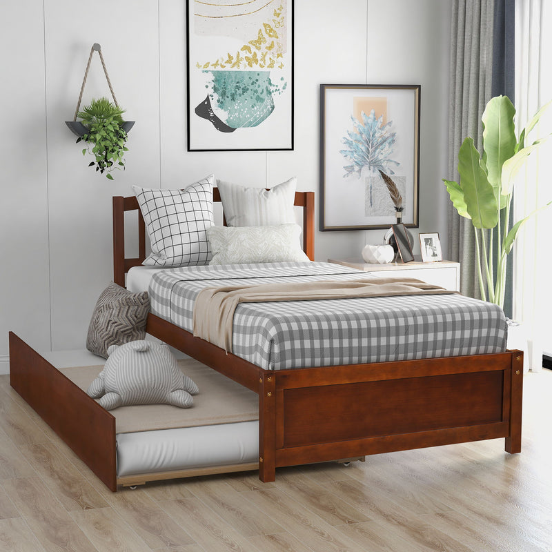Platform Bed Wood Bed Frame With Trundle - R&R Furniture Gallery (Fountain Valley, CA)