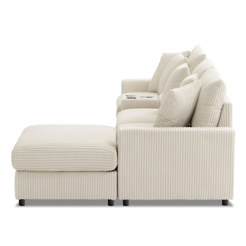 Sectional With tooth Speakers L Shaped Couch With Console USB Charger, Cup Holders Storage Ottoman Deep And Wide Seat Cloud Sofa - R&R Furniture Gallery (Fountain Valley, CA)