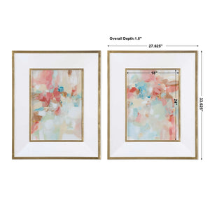 A Touch Of Blush And Rosewood Fences - Art (Set of 2) - Pink