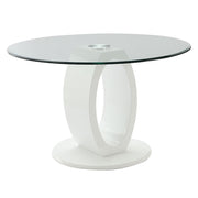 Larry - Glass Top Round Dining Table - White High Gloss - R&R Furniture Gallery (Fountain Valley, CA)