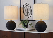 Lumi Source Kona contemporary table lamp set with matte black and natural finishes, featuring sleek modern design.