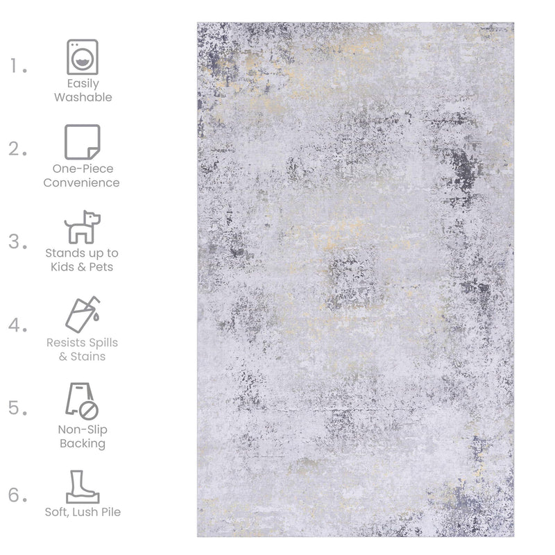 Maval - Abstract Washable Area Rug - R&R Furniture Gallery (Fountain Valley, CA)