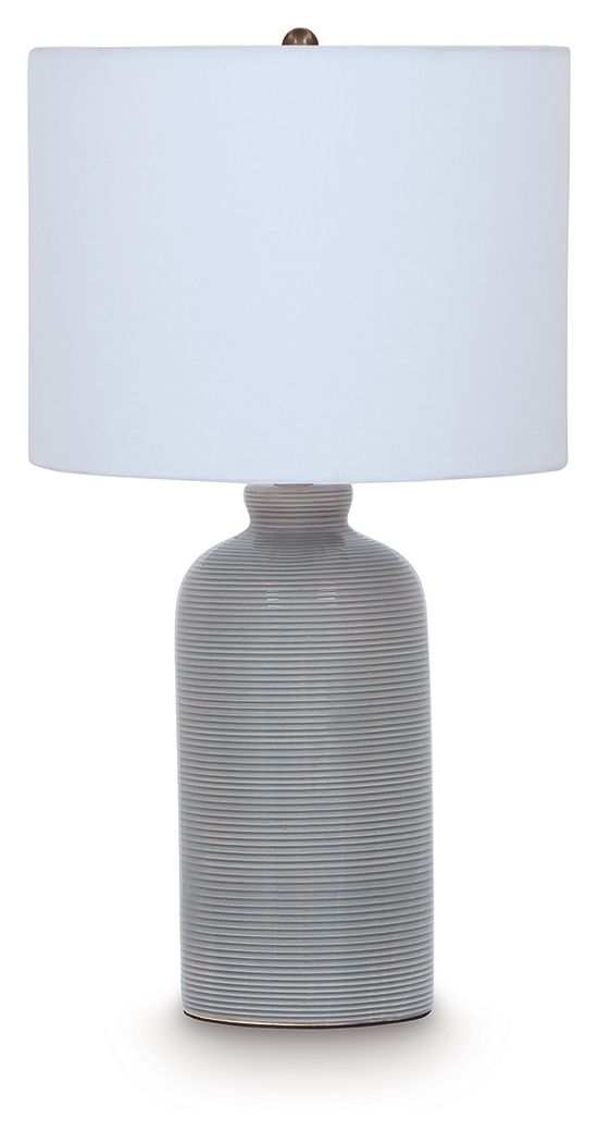 Wimlow - Ceramic Table Lamp - Gray Blue - R&R Furniture Gallery (Fountain Valley, CA)