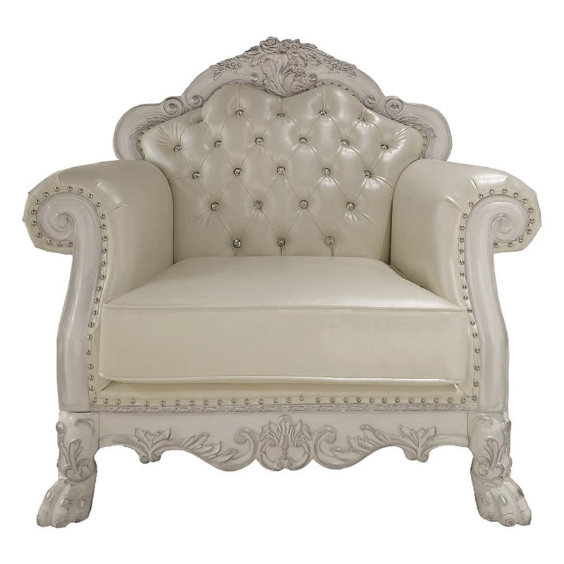 Dresden - Chair With 2 Pillows - Synthetic Leather & Bone White - R&R Furniture Gallery (Fountain Valley, CA)