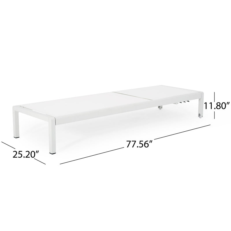 Noble House outdoor patio chaise lounge with five reclining positions, featuring a sleek design and cushioned seating for outdoor relaxation.