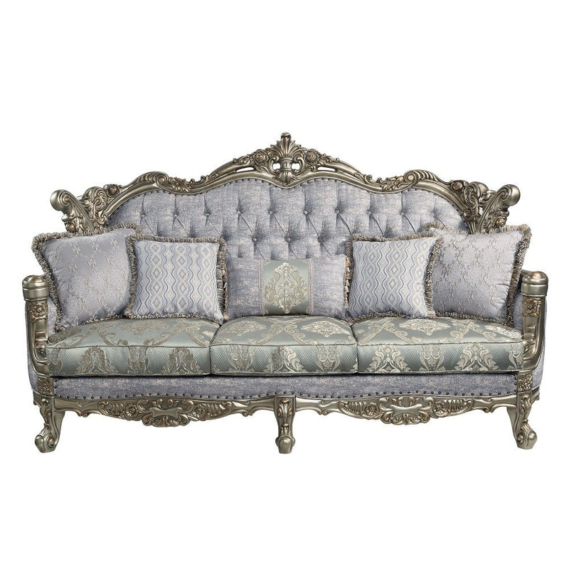 Miliani - Sofa With 5 Pillows - Fabric & Antique Bronze - R&R Furniture Gallery (Fountain Valley, CA)