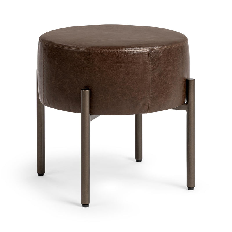 Classic Home Aimie accent stool featuring a modern design with wooden legs and a cushioned fabric seat.