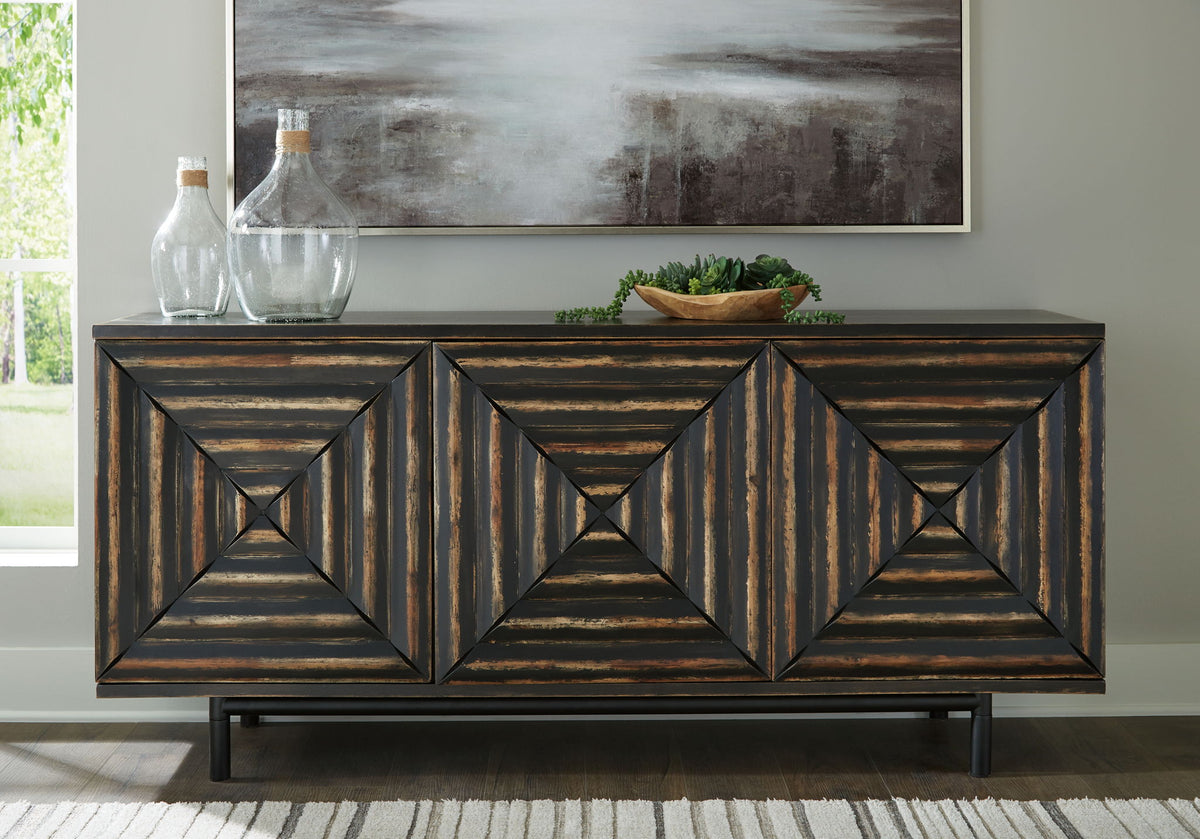 Fair Ridge - Accent Cabinet - Distressed Black - R&R Furniture Gallery (Fountain Valley, CA)