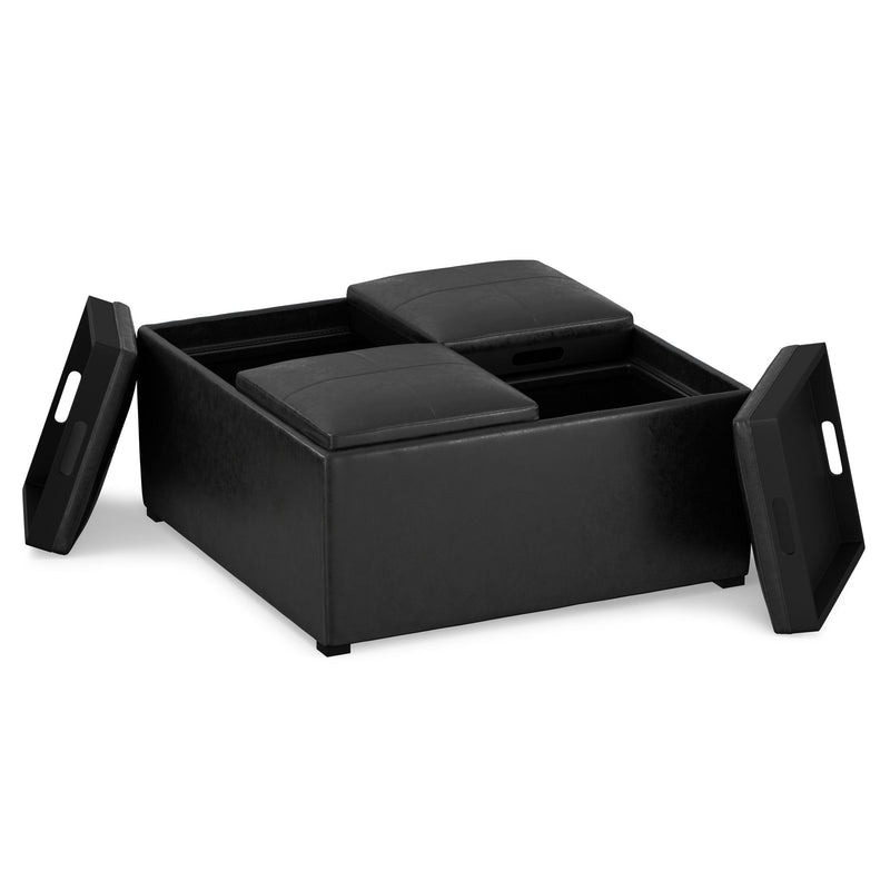 Avalon - Upholstered Square Coffee Table Storage Ottoman - R&R Furniture Gallery (Fountain Valley, CA)