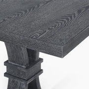 Rustic gray Devingo extendable dining table by Noble House, showcasing its extendable design and sturdy wood construction.
