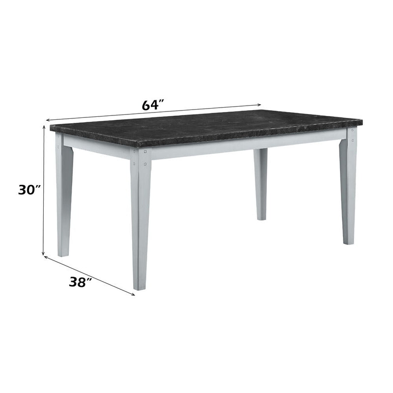 Lanton - Dining Table - Natural Marble & Antique White - R&R Furniture Gallery (Fountain Valley, CA)