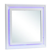 Elegant Lorana transitional LED mirror by Glory Furniture, featuring a sleek modern design with integrated LED lighting.