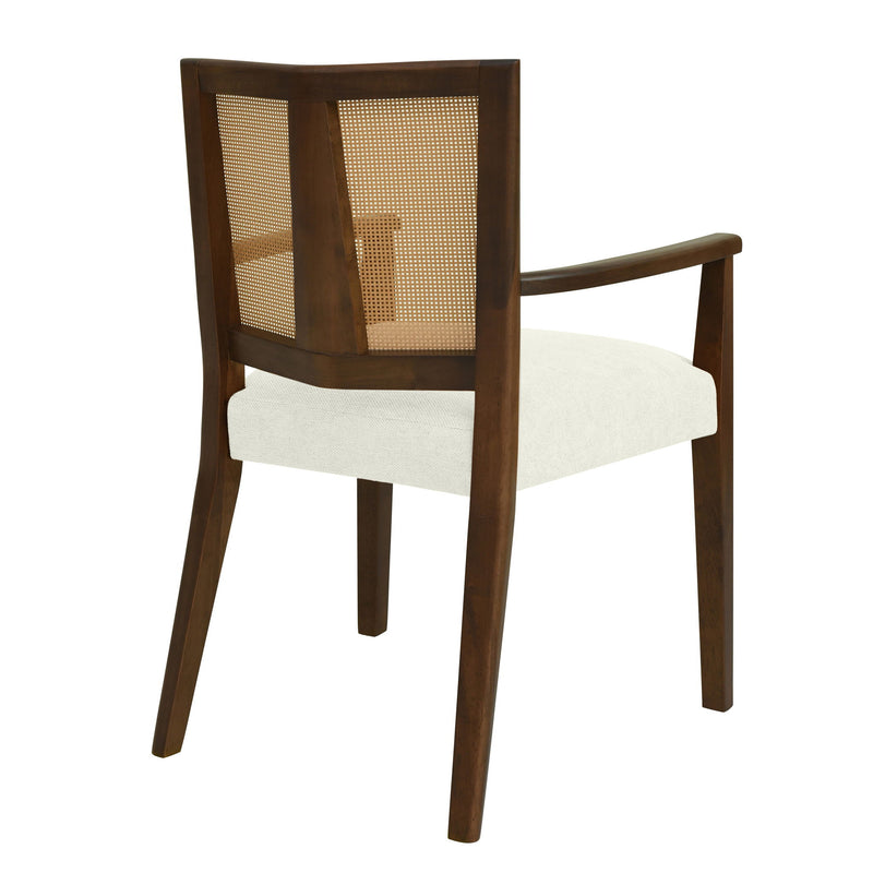 Mid Century Modern Arm Dining Chairs With Rattan Backrest - R&R Furniture Gallery (Fountain Valley, CA)