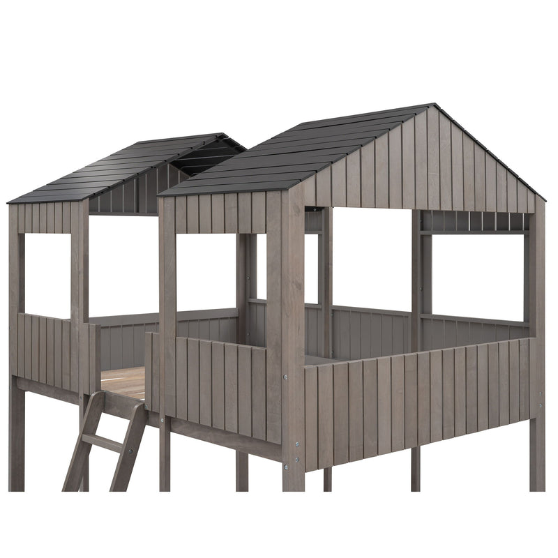 Bunk Bed With Roof, Window, Guardrail, Ladder - R&R Furniture Gallery (Fountain Valley, CA)