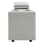 Emee - Console With USB - Gray Corduroy - R&R Furniture Gallery (Fountain Valley, CA)