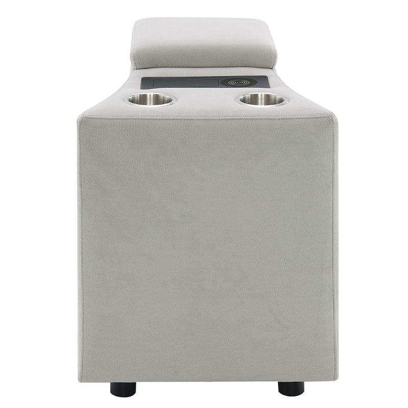 Emee - Console With USB - Gray Corduroy - R&R Furniture Gallery (Fountain Valley, CA)