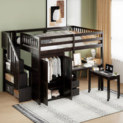 Loft Bed With Stairs, Bookshelf, Drawers, Desk & Wardrobe, Space Saving Multifunctional Furniture - R&R Furniture Gallery (Fountain Valley, CA)
